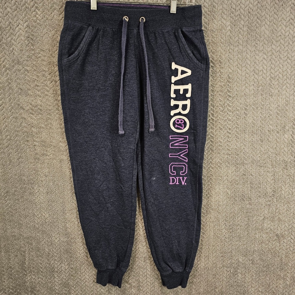 Aeropostale Womens Gray AERO NYC Graphic Jogger Sweatpants Size S Small